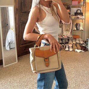 Eddie Bauer Vintage 90s Canvas And Leather Preppy Nautical Western Mini Bag